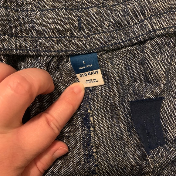 Old Navy High-Rise Tie Waist Linen Blend Shorts Size Large - Picture 3 of 5